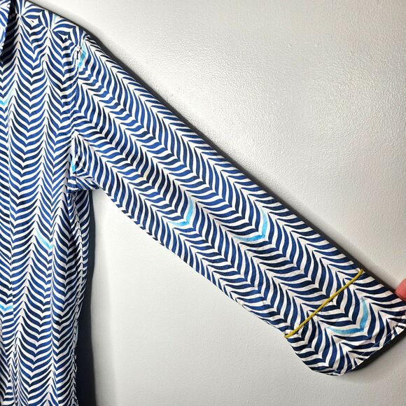 THE LAZY POET Boyfriend Sleep Shirt XL Sissy Ocean Print Button Up 100% Cotton - Picture 4 of 12